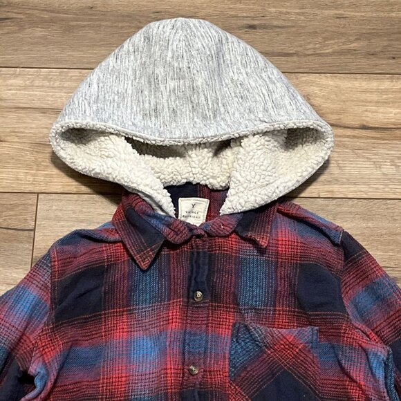 Women's American Eagle Vintage Boyfriend Flannel Shirt MEDIUM Hooded Button Up - Picture 3 of 12